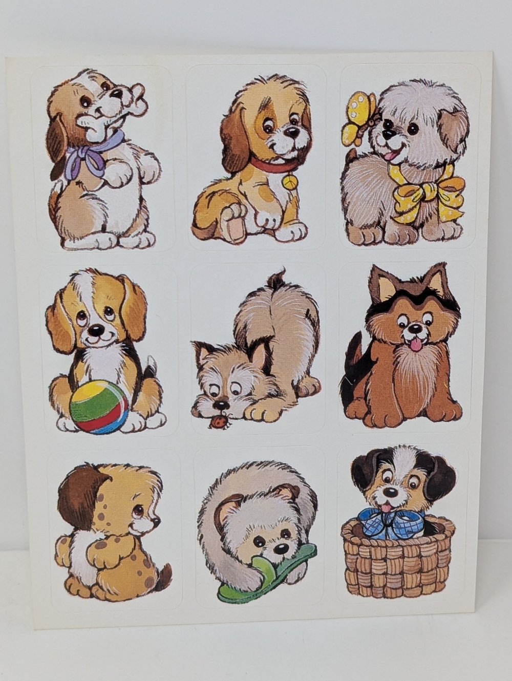 Vintage Puppy Dog Stickers Sheet